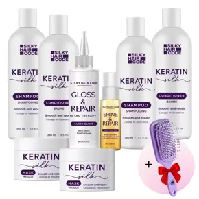 MAX SET: KERATINOVÁ kúra pro obnovu vlasů - pro všechny typy a délky vlasů + DÁREK (kartáč na vlasy)