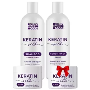 KERATIN SILK Intenzivní a dlouhotrvající účinek obnovující poškozenou strukturu vlasů + maska jako DÁREK