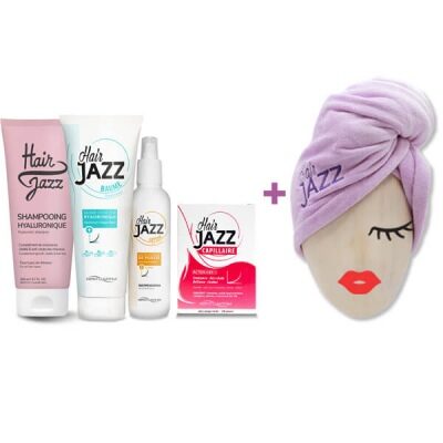 HAIR JAZZ Lotion & šampon + Kondicionér s kyselinou hyaluronovou + vitaminy  + dárek Ručník na vlasy Hair Jazz Super Towel